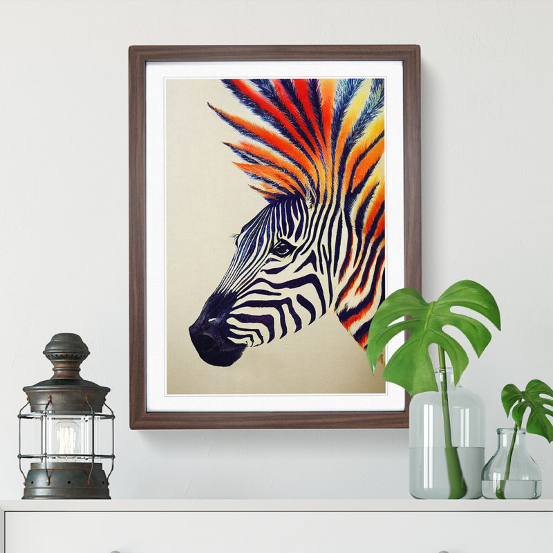 Punk Zebra - Framed Print, 34cm H x 25cm W, Walnut