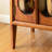 American-Style Vintage Cherry Wood Rattan And Glass Feature Cabinet-598812649