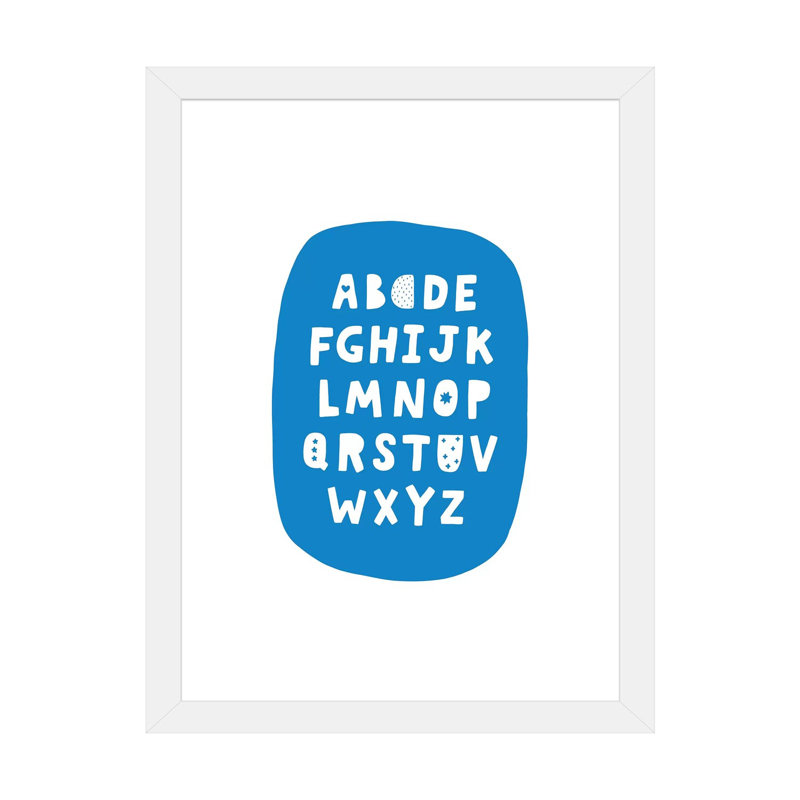 ABC Blue Bubble - impression d'art textuel, Papier encadré blanc, H 24 po x l 16 po x P 1 po, Blanc