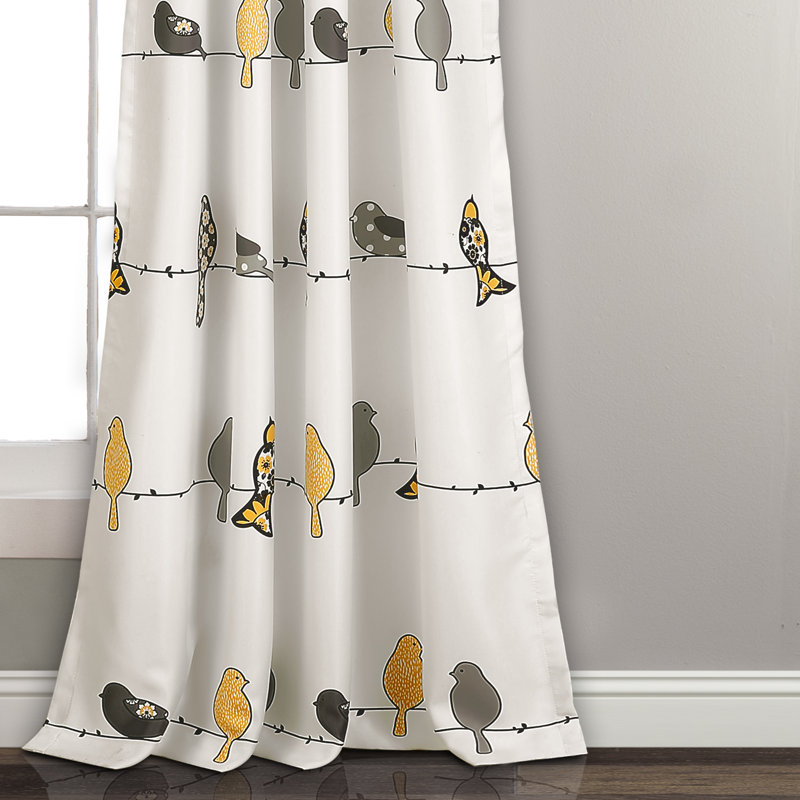 Paire de rideaux obscurcissant et isolant avec passe-tringle, Jaune/gris, L 52 po x L 63 po