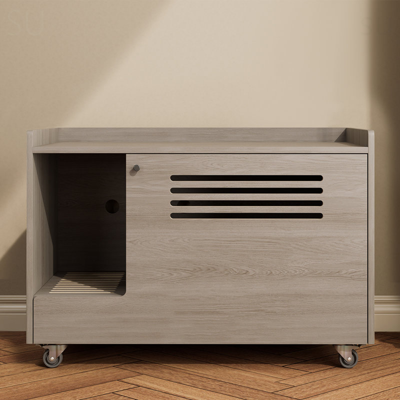 Gray Cat Litter Box Enclosure