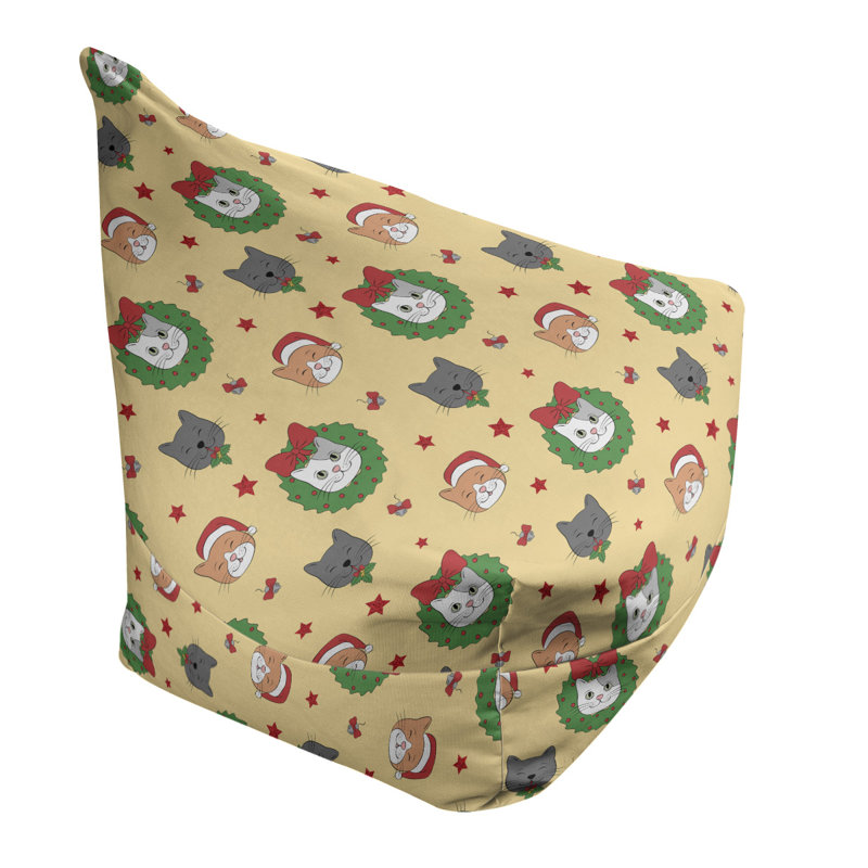 Red Geometric Bean Bag Lounger – Bold Triangle Print Seat for Game Rooms, Dorms & Cozy Corners, 25" H x 27" W x 30" D