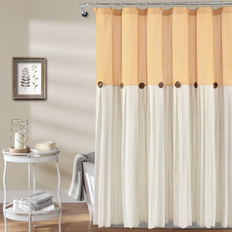 Ruya Polyester Blend Shower Curtain, Yellow/White, 183cm W x 183cm L