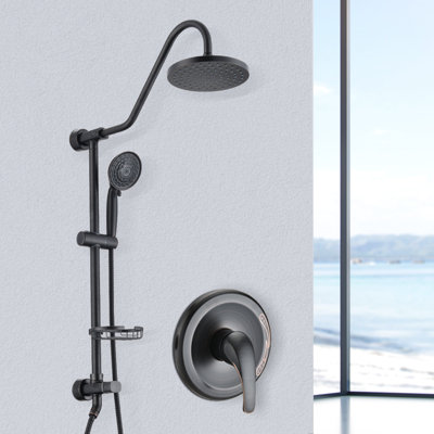 Pomme de douche à pluie 8 po et système portatif - eau forte, fabrication en acier inoxydable avec grande conception portable