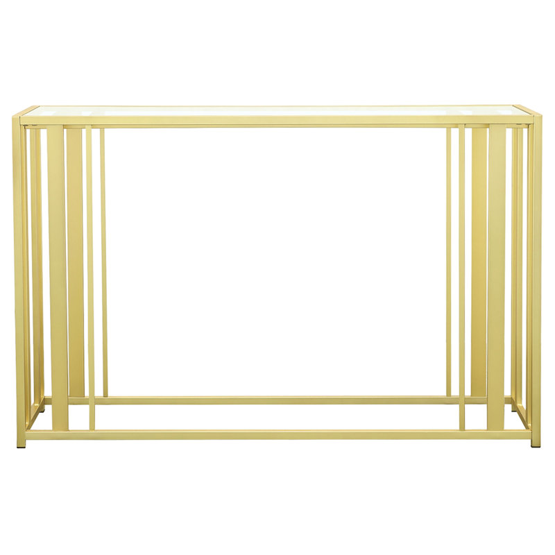 Phillps 47.25'' Glass Top Console Table, Matte Brass