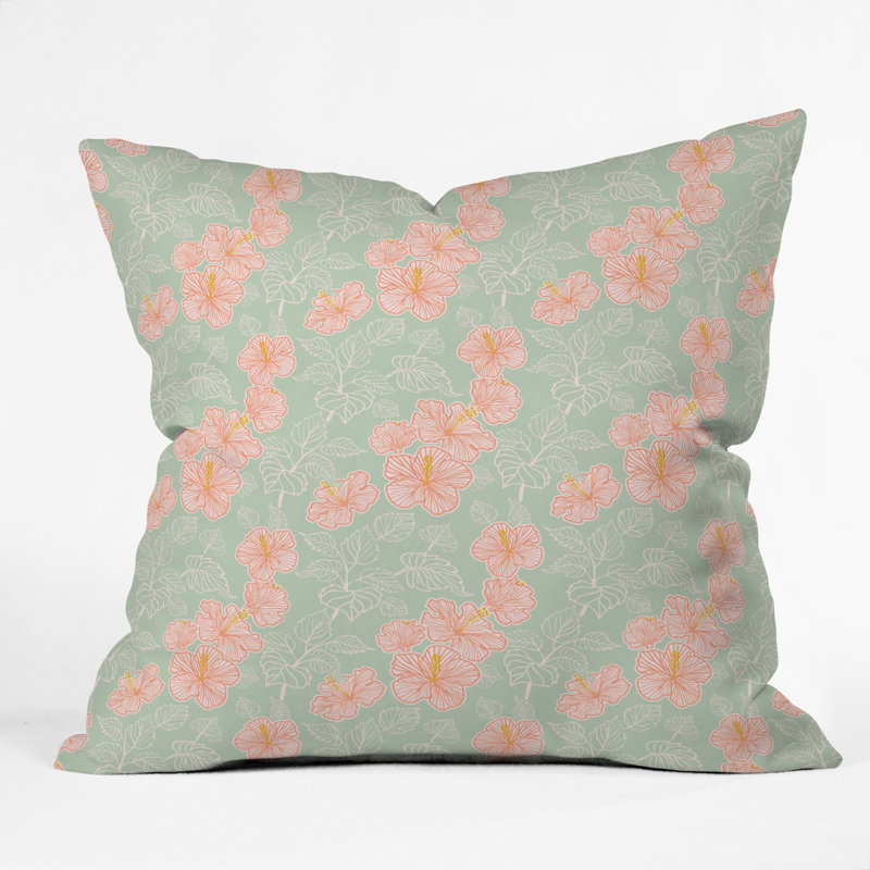 Coussin décoratif intérieur/extérieur hibiscus tropical hello sayang, 16 po x 1 po