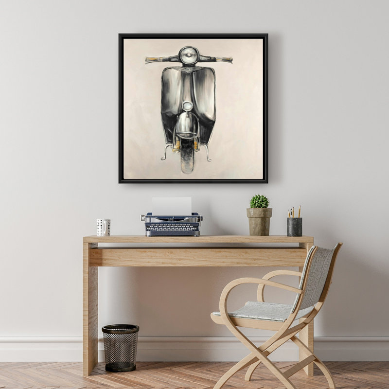Petit imprimé sur toile noir, H 24 po x l 24 po