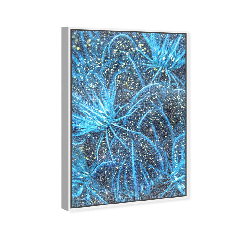 Neon garden Graphic Art Canvas, 31"H x 21"W, White Floater Frame