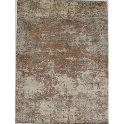 Contemporary One-of-a-Kind Rectangle 9' X 12'8" Hand Knotted Area Rug