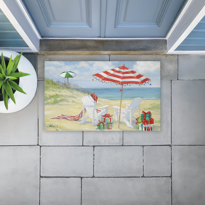 Tapis de porte d'extérieur imprimé Perfect Beach Holiday, par Paul Brent, 18 po x 30 po