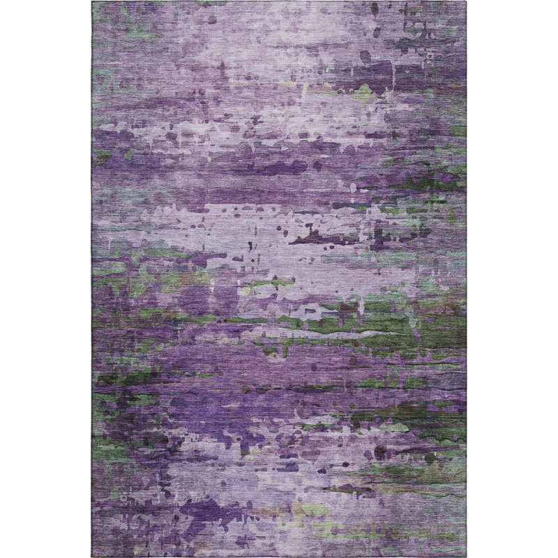 Premium Machine Washable Mayfield AMF2035 Abstract Rug, 10' x 14', Purple