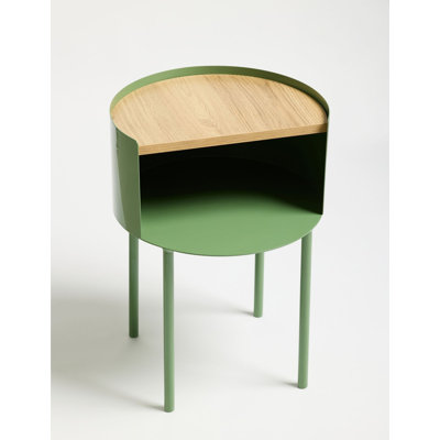Modern Side Table, Matcha Green, 15.8 x 22.0 x 15.8 inches | 100% Metal Frame (Thickness: 0.08 inches) & 100% MDF Top (Thickness: 0.7 inches) | Stylish & Functional Design for Living Room & Bedroom Decor