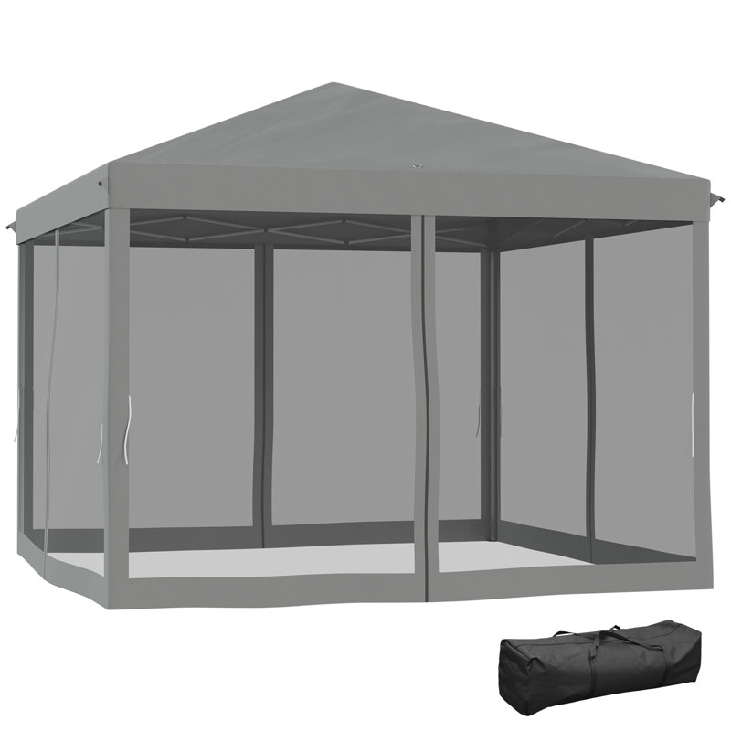 Annayeli 3 x 3 m Pop Up Gazebo, 420D Garden Tent Canopy, Light Grey