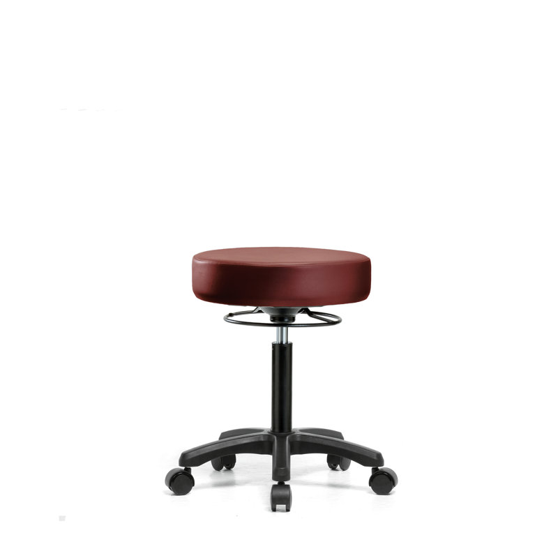 Adjustable Height Ergonomic Lab Stool with, Borscht, 27.75", Casters