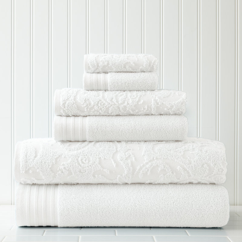 Ensemble de serviettes 6 pièces 100 % coton Nicholle, Blanc
