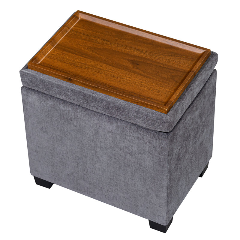 15.5" Rectangle Linen Storage Ottoman, Gray