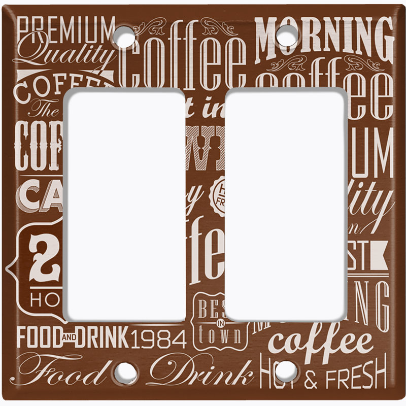 Patterned 2 - Gang Rocker Standard Wall Plate, Brown/White