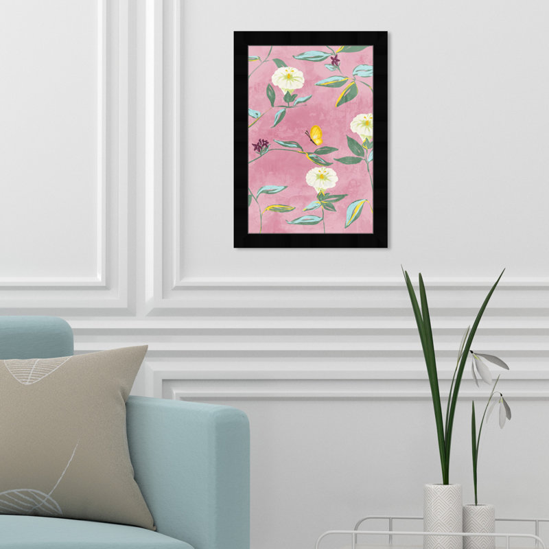 Floral Spring Tapestry Pattern by Birch Lane™ - Picture Frame Print, Black, 17" H x 12" W