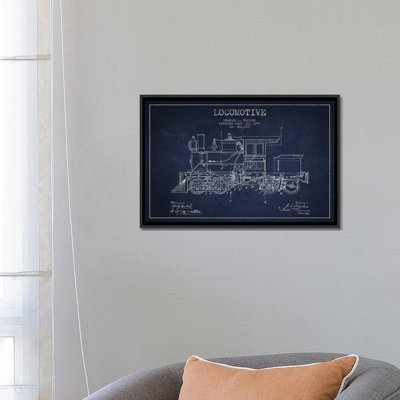 " Charles L. Heisler Locomotive Pattern Sketch (Navy Blue) " by Aged Pixel