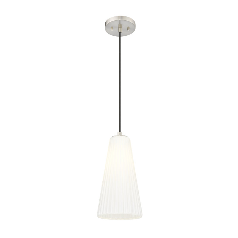 Luminaire suspendu moderne 1 lumière Tomy, Nickel brossé, H 123,75 po x l 7,25 po x P 7,25 po