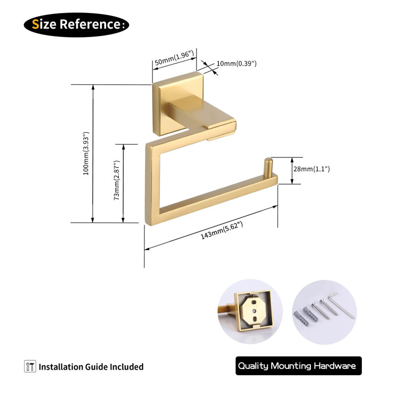 Porte-papier hygiénique en acier inoxydable - fixation murale antirouille SUS 304, Doré