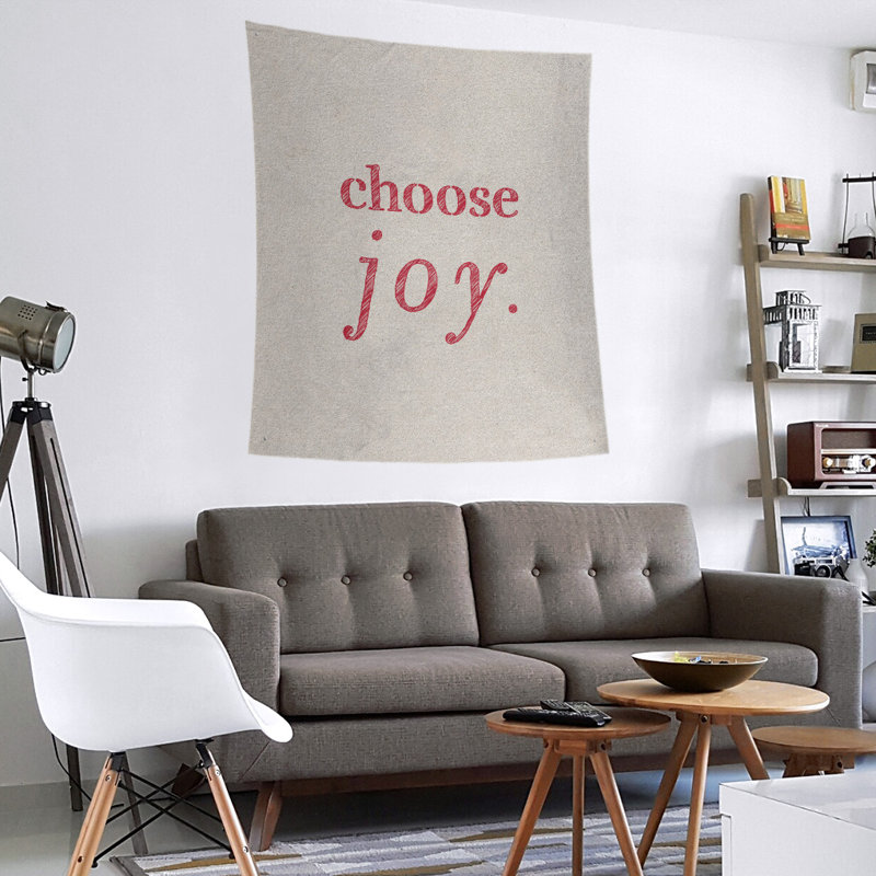 Tapisserie de polyester, choisir la joie citation, H 60 po x l 51 po, Blanc / Rouge