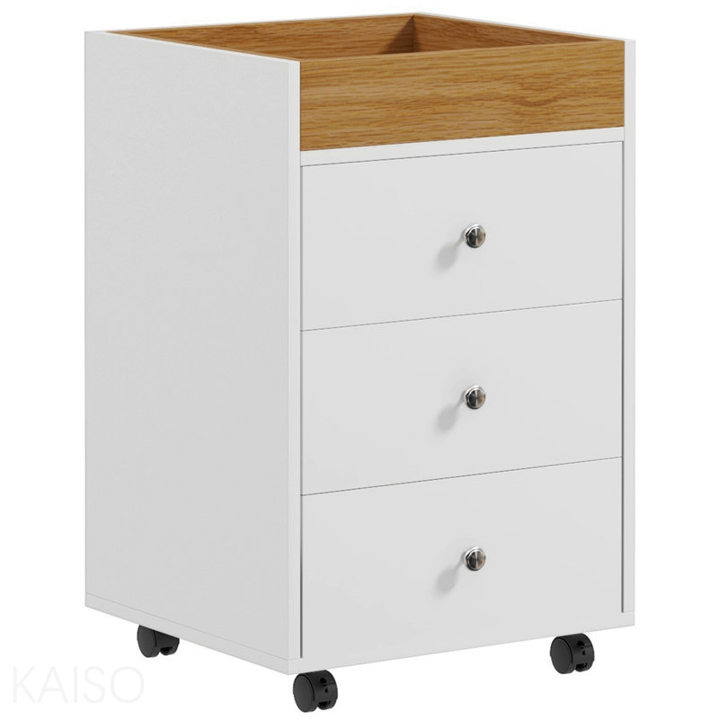 Armoire de rangement pour bureau à 3 tiroirs avec plateau amovible, support d'imprimante mobile sous le bureau avec rangement