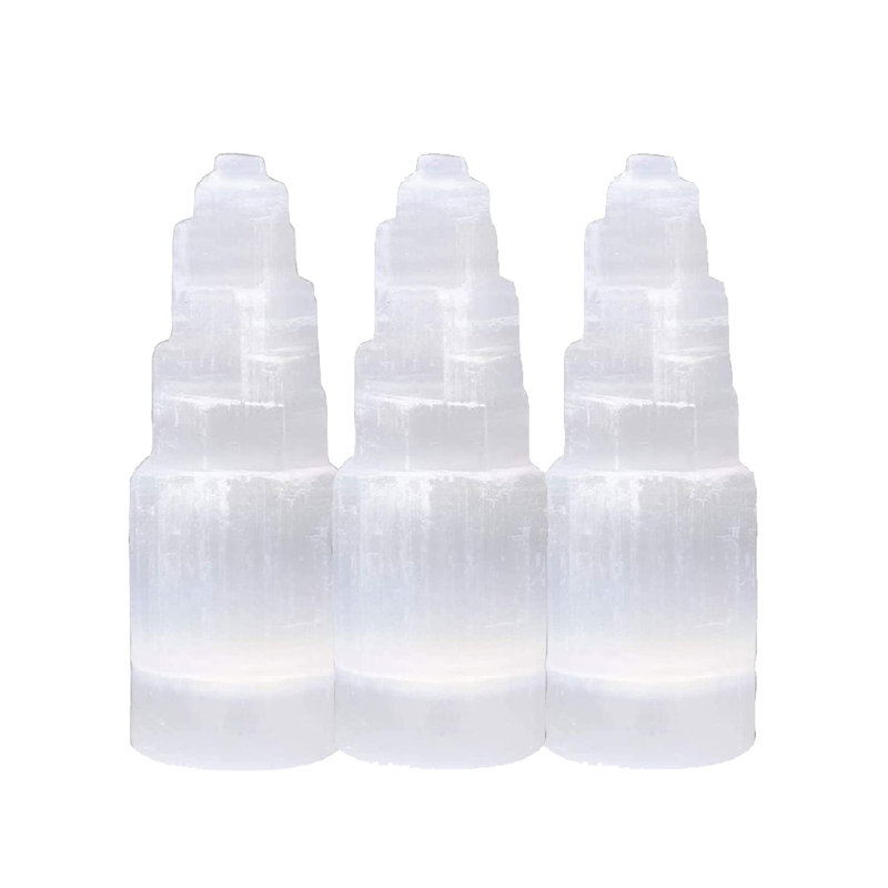 Tour en cristal Dolene Selenite 10 cm, pierre marocaine fabriquée à la main