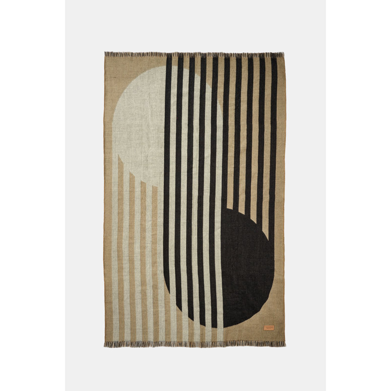 Black and Tan Reversible Woven Throw Blanket