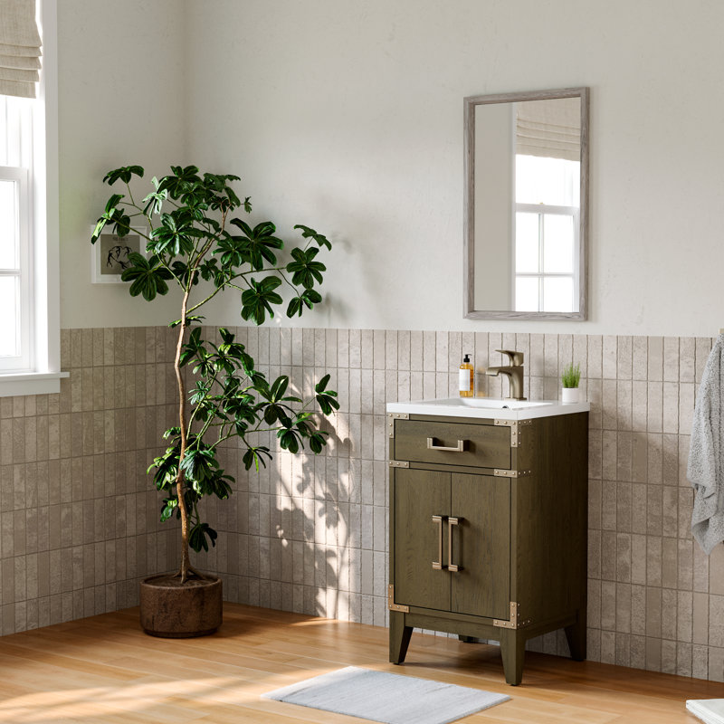 Meuble-lavabo simple 20 po avec plateau en résine, gris