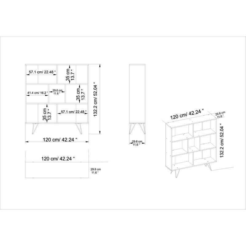 Kayce 52" H x 42" W Aluminum Standard Bookcase, White
