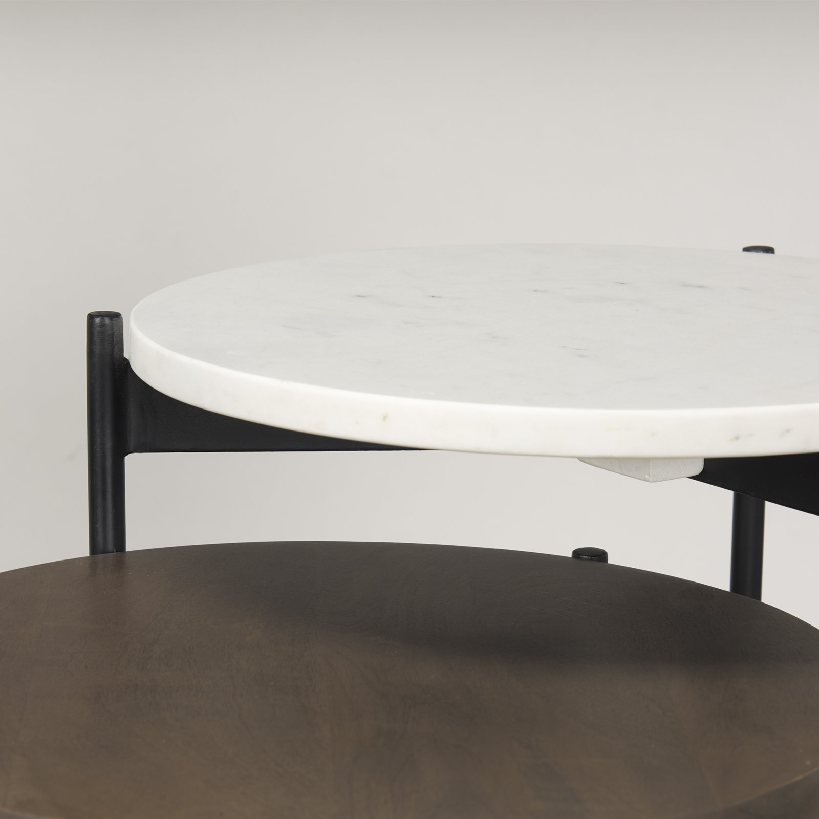 Ivelisse Nesting End Table, White/Dark Brown