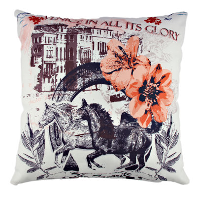 Coussin lavable de qualité supérieure, 17,0 x 17,0 pouces, 50% coton / 50% polyester, rembourrage en silicone, fermeture à glissière dissimulée | Doux, confortable et repassable | Parfait pour la décoration intérieure, le salon et la chambre à cou