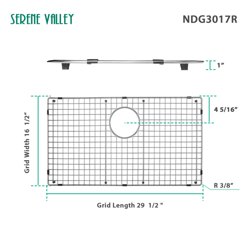 29.49-in x 16.5-in Rear Drain Heavy-Duty Stainless Steel Sink Grid