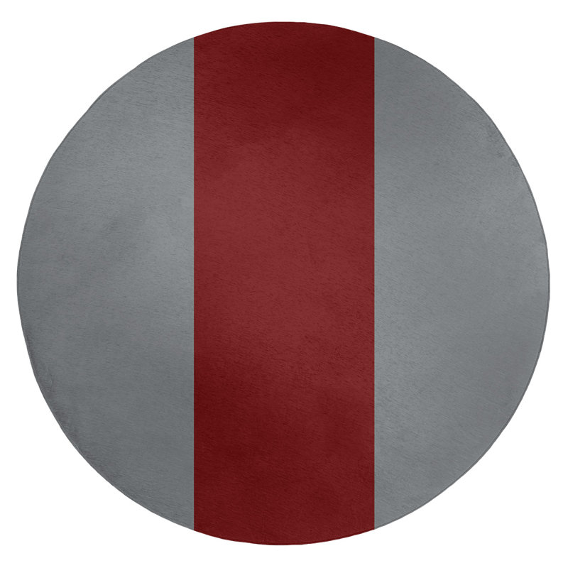 Tapis rouge/gris, Rond 5 pi