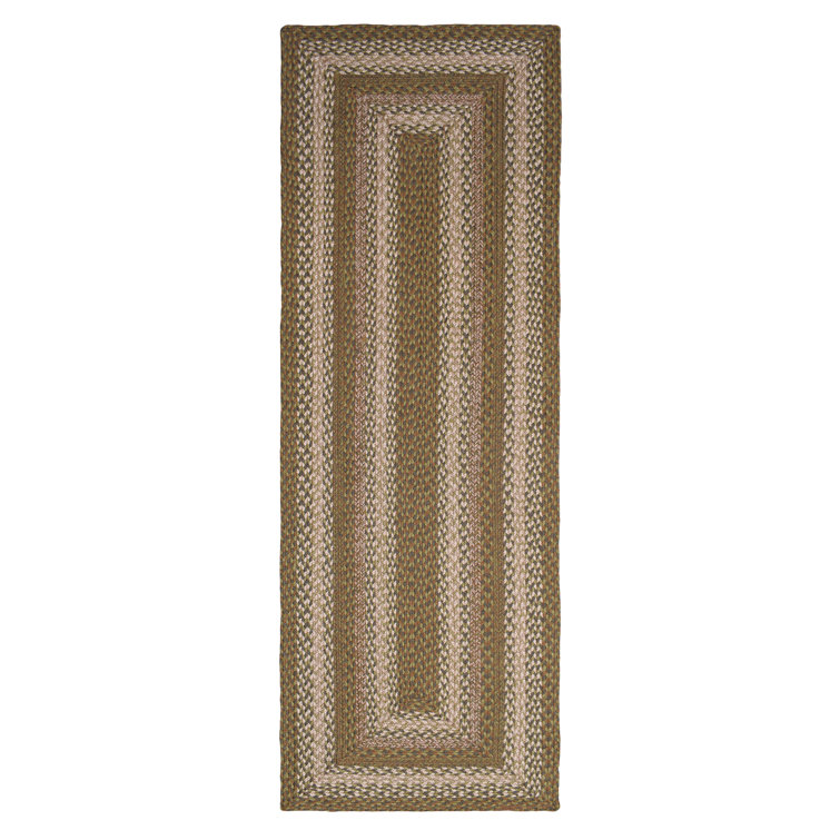 Bryiana Farmhouse Braided Jute Green Area Rug