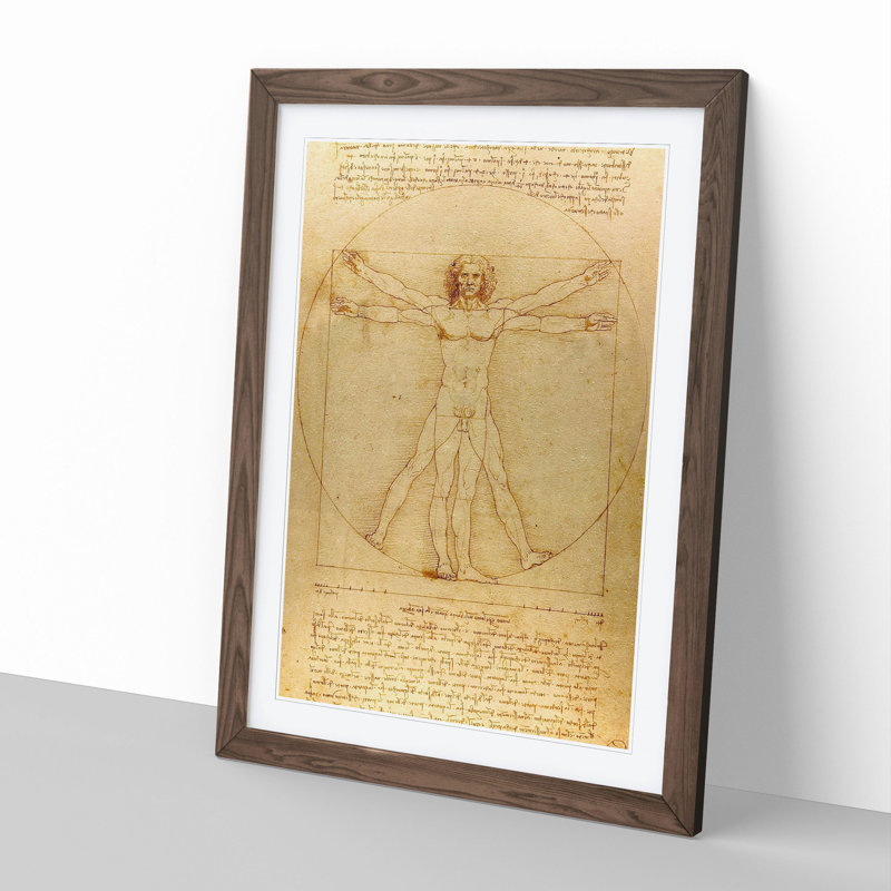 Vitruvian Man Vol.1 by Leonardo Da Vinci - Framed Print, Walnut, 65cm H x 48cm W x 2cm D