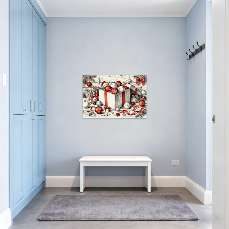 Boîte de décorations de Noël rouge et blanc, H 28 po x l 40 po