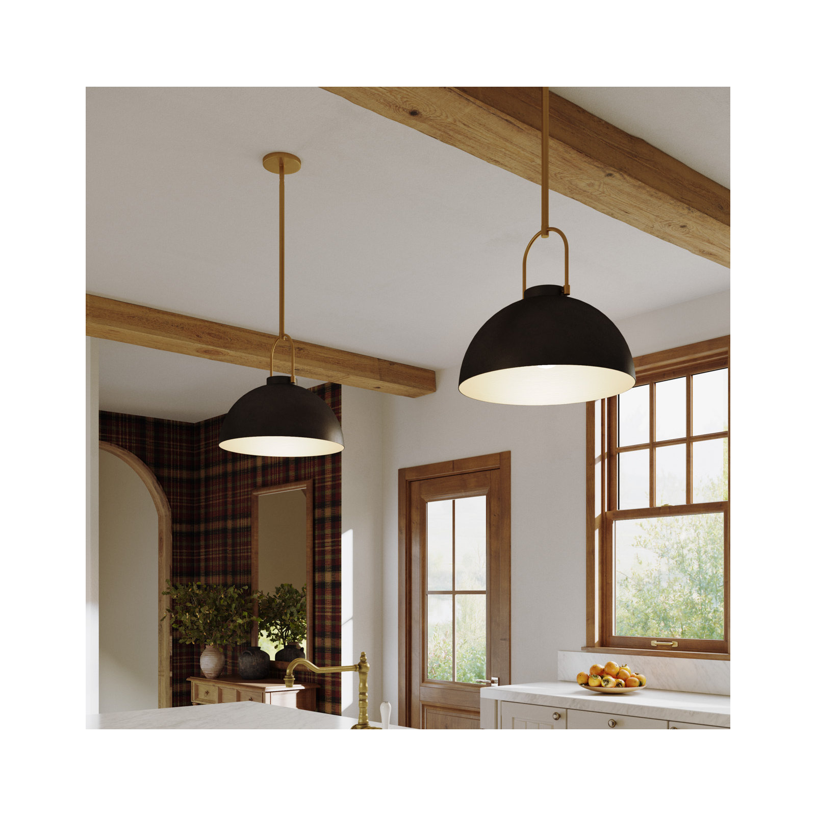 Nevada 1-Light Single Dome Pendant , Matte Black
