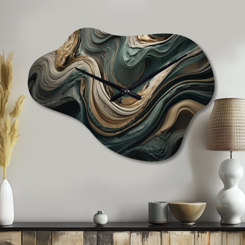 Dalrymple - Cloud Shape Decorative Grey Abstract Liquid Ink Wall Clock, Small