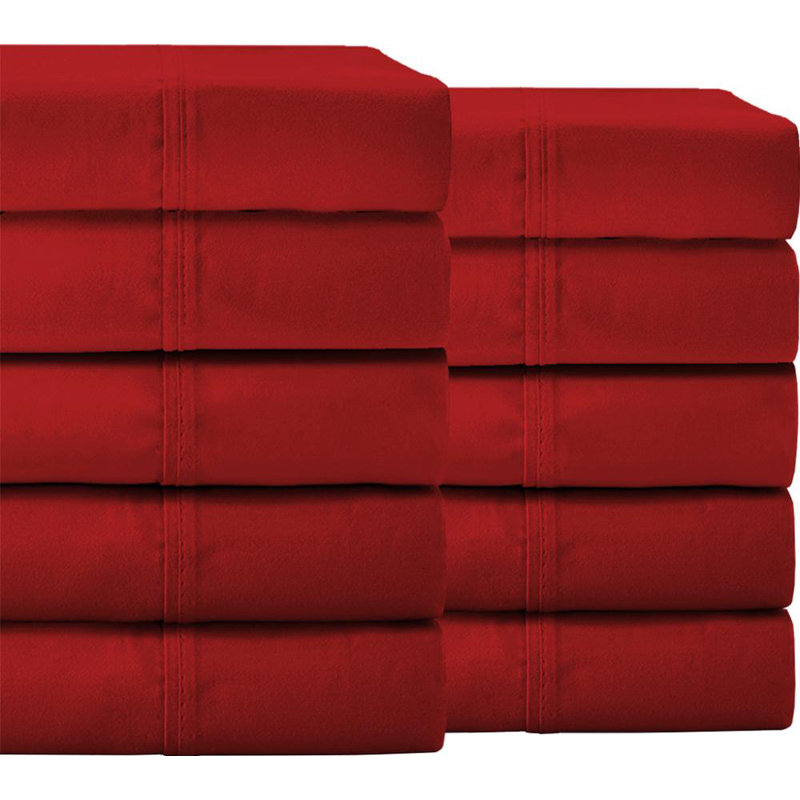Microfiber Sheet Set, Red, Full Sheet Set + 10 Fitted Sheet + 20 Pillowcases