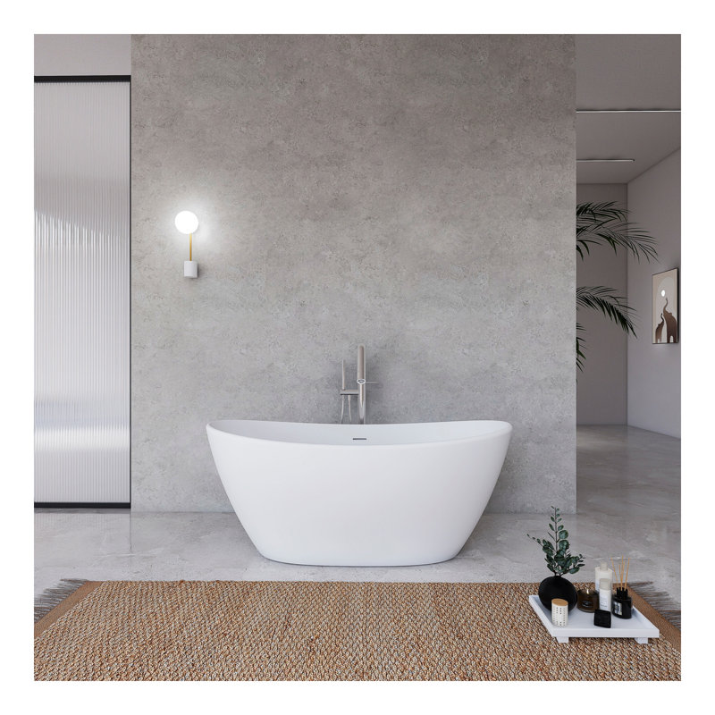 Baignoire autoportante en pierre artificielle de 61 pouces de petite taille à surface solide