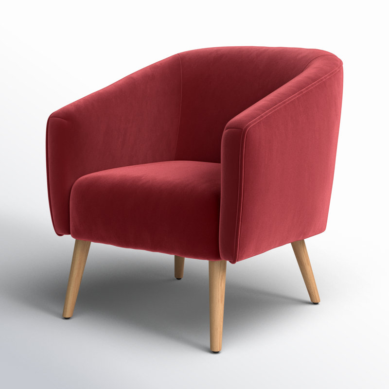 Fauteuil demi-tonneau Marzi, Velours rouge performance