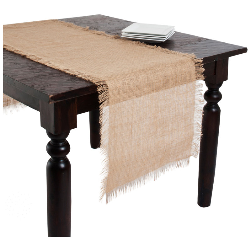 Furman Fringed Burlap Table Runner, Natural, 70" L x 20" W