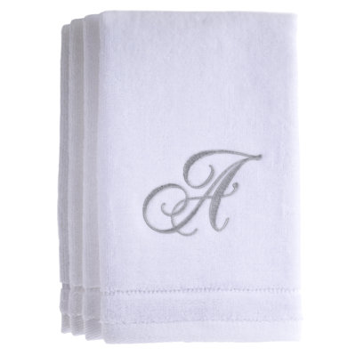  Monogrammed 4 Piece 100% Cotton Fingertip Towel Set