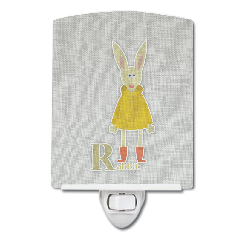 Alphabet r pour la nuit de lapin en céramique