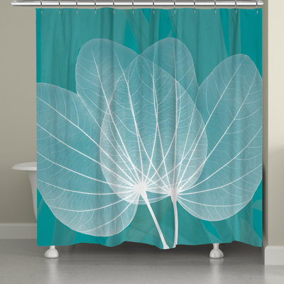 Translucent Teal X-Ray Leaves Shower Curtain