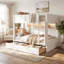 Lit superposé double TG sur lit double avec tablettes de rangement, lumière DEL et 2 tiroirs, cadre en bois de pin et en panneau de fibres à densité moyenne, boîte à ressorts sans besoin-1896803791