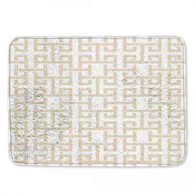 Beige Greek Key Bath Mat