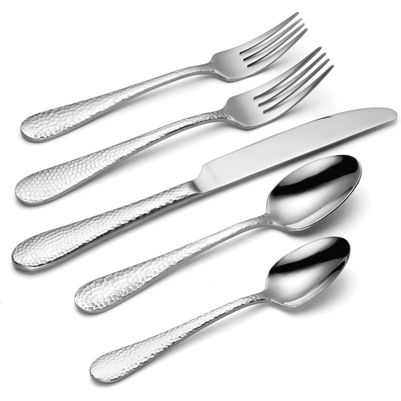 Oneida 45 Piece Dishwasher Safe Tibet Flatware Set, Service for 8, Silver